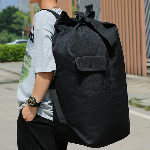 Freemotion Outdoor Men and Women Tactical Backpack Canvas Dual-Shoulder Backpack Bucket Bag Travel Bag Urban Backpack