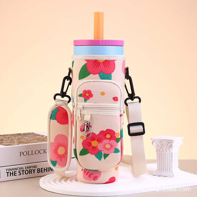 40oz印花保温杯套保温杯包杯套斜挎可背带水杯保护套水杯包