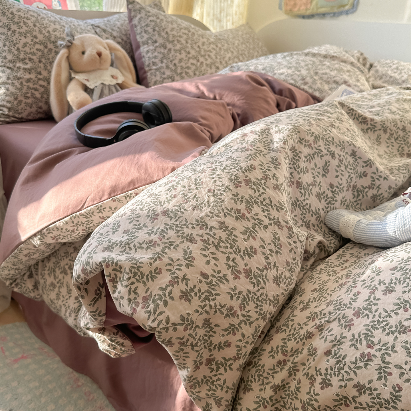 Nuevo algodón coreano de cuatro piezas, sábanas de algodón, cubierta de cama, dormitorio de estudiantes, ropa de cama de tres piezas