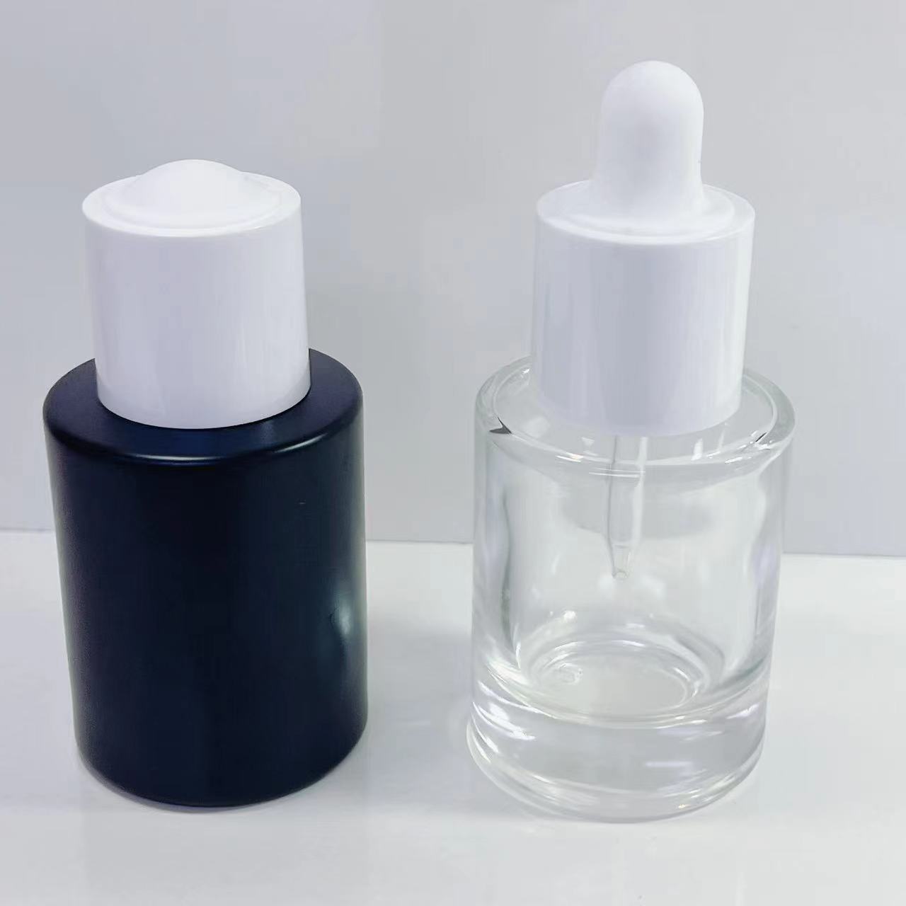 工厂直销圆柱哑黑新款50ml滴管按压式玻璃跨镜香水空瓶化妆品分瓶