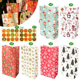 圣诞节礼品袋圣诞贴纸24套现货亚马逊圣诞降临日历糖果纸袋包装袋