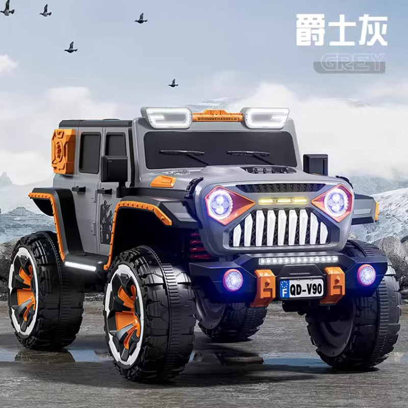 New children's electric car four-wheel cross-country car four-wheel drive power remote control swing multi-functional sitting toy car