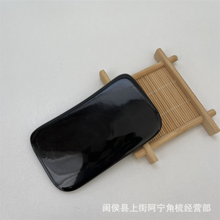 Black Buffalo Horn Gua Sha Board Guā Shā Bǎn Four-Square Wave Scraping Plate Beauty Wellness Tool overview