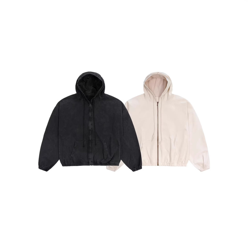 Yeezy Kanye Yzy Merchandise American High Street Style Heavy-Duty Washed Vintage Denim Cotton Jacket with Zipper and Hooded Windbreaker Yeezy Kanye Yzy Merchandise American High Street Style Heavy-Duty Washed Vintage Denim Cotton Jacket with Zipper and Hooded Windbreaker
