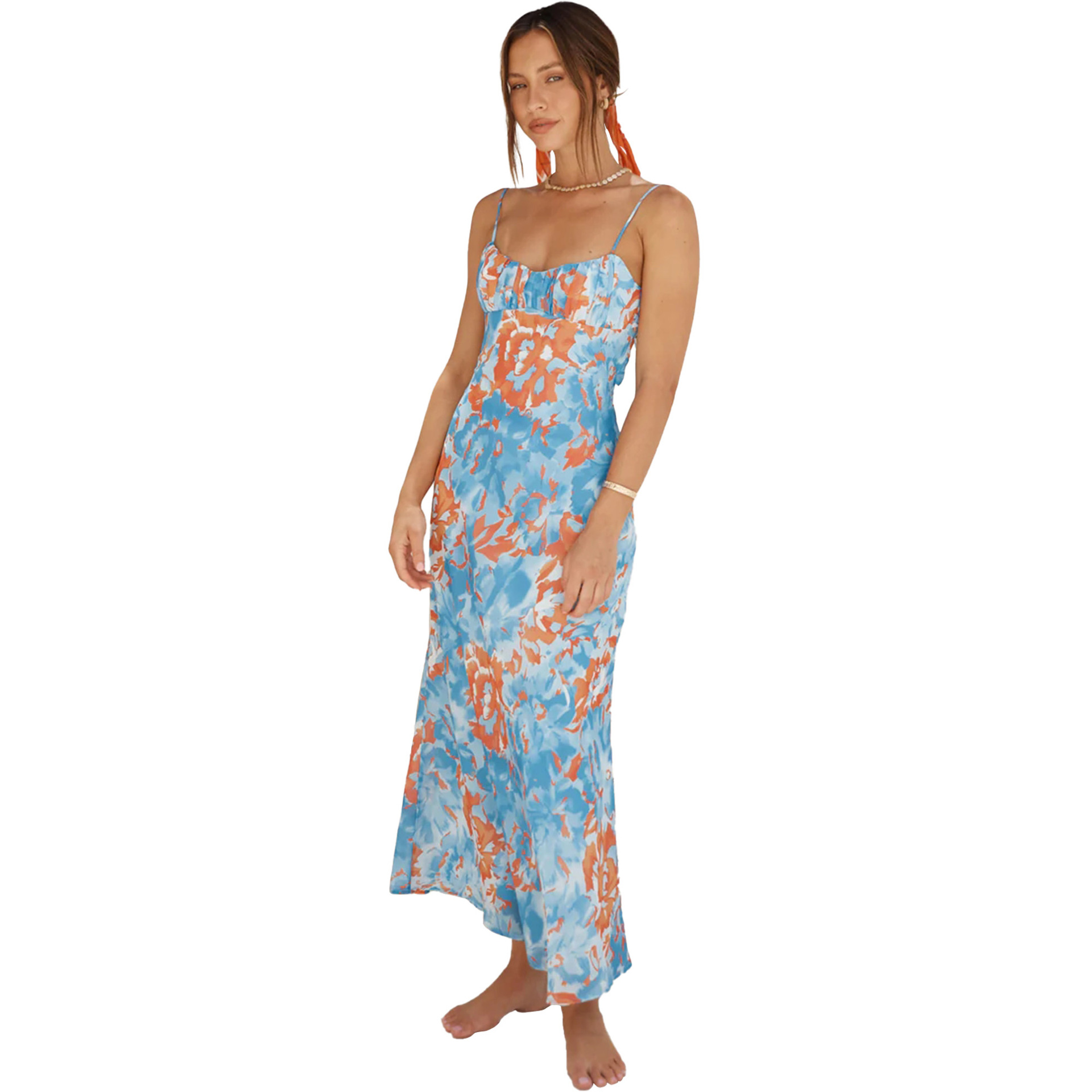 315g Weight Midi Dress Dress Length Type Sleeveless Sleeve Length Strap Dress Dresses Type Spandex, Polyester Fabric Type Mid Waist Waist Line Holiday, Daily Occasion Strap Neckline Slim Fit Type Color Block, Painted Flower Pattern Summer Season Women's Gender Printing, Zipper Design Vacation Style Wholesale Women's Vacation Printing Zipper Color Block Painted Flower Holiday Daily Strap Sleeveless Strap Dress 21