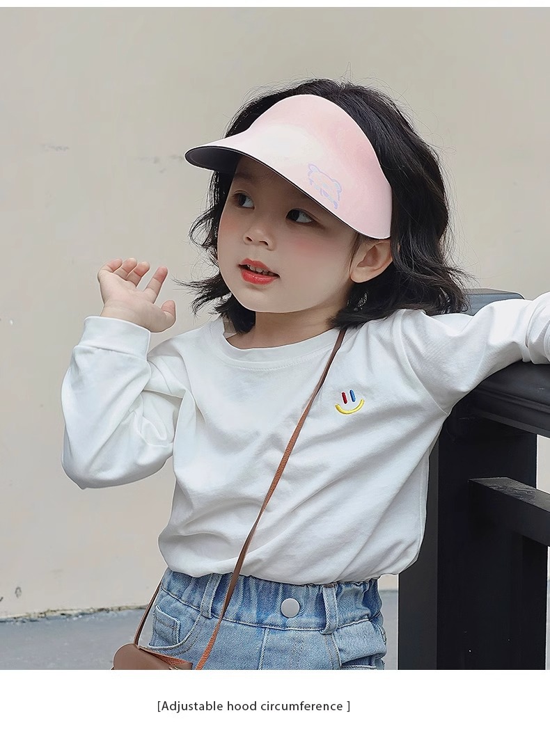 痕跡ない一体型 子供日焼け止め帽子 大きなひさし空トップ 紫外線防止 4色選び 詳細画像