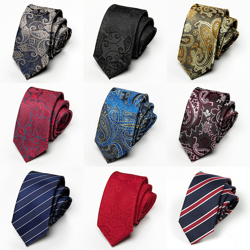 Paisley Business Formal Tie Men's Cashew Pattern Hand-Tied Tie 6cm Suit Men's Black Manufacturer Wholesale