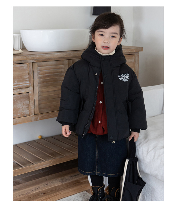 Children's 2023 new solid color hooded turtle shell jacket for boys and girls, white duck down children's clothing live_voghion.com