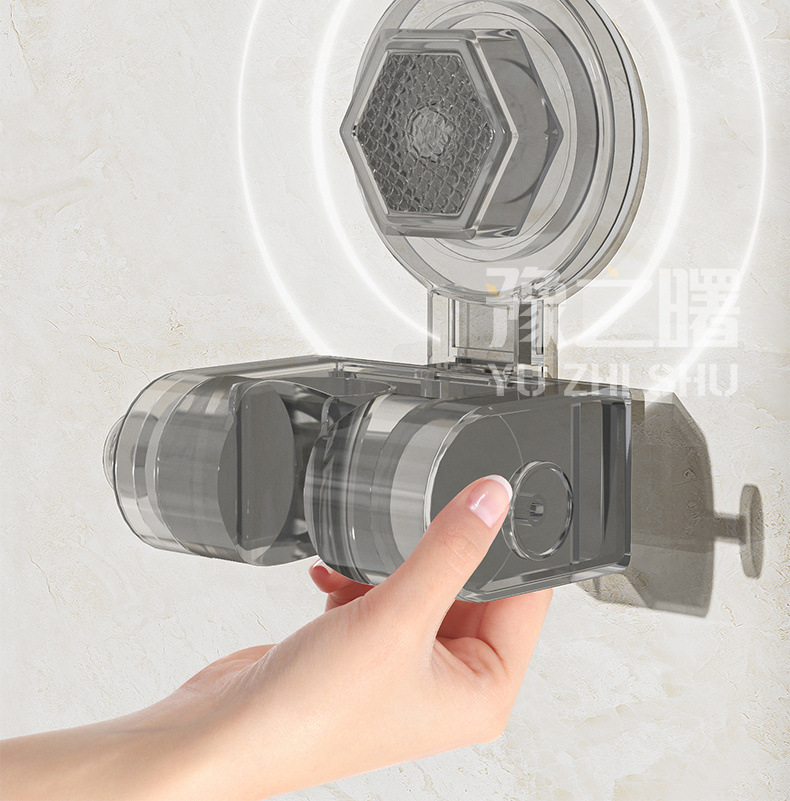 Universal suction cup showerhead bracket, a no-drilling fixation wonder, adjustable showerhead base, mobile for household use Item Picture
