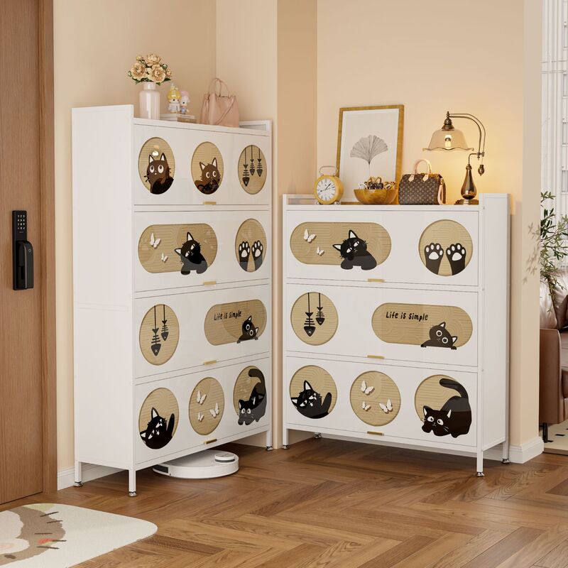 Steel Upper Flip Door Shoe Cabinet Household Doorway Integrated Wall Shoe Rack Multi-layer Large Capacity Household Storage Cabinet Indoor and Outdoor