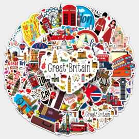 50张英国跨境户外风景Britain旅行装饰手机壳创意咕卡行李箱贴纸