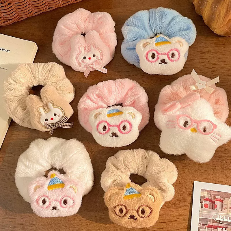 手工毛绒公仔大肠发圈时尚大弹力马尾发绳甜美可爱猫咪卡通发圈