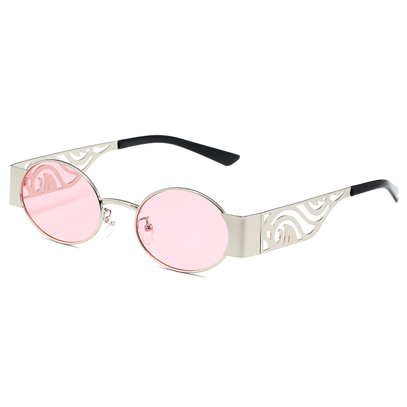 Neue Retro-Mode Punk runden Rahmen Sonnenbrille Metall hohlen Gläsern Beine Sonnenbrille grenzüberschreitende Brille Männer und Frauen trendy cool_voghion.com