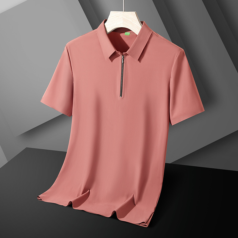 Hielo sin marcas camiseta de polo de manga corta hombre verano nuevo estilo de tendencia comercial elástico solapa camiseta transpirable al por mayor