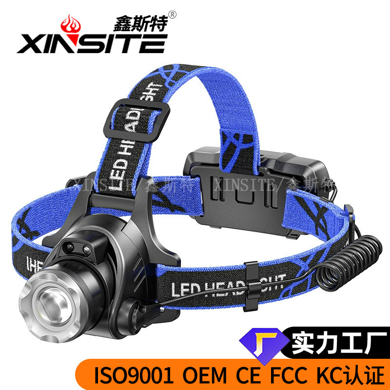 USB感应头戴式 t6强光充电头灯led变焦户外登山夜钓灯|undefined