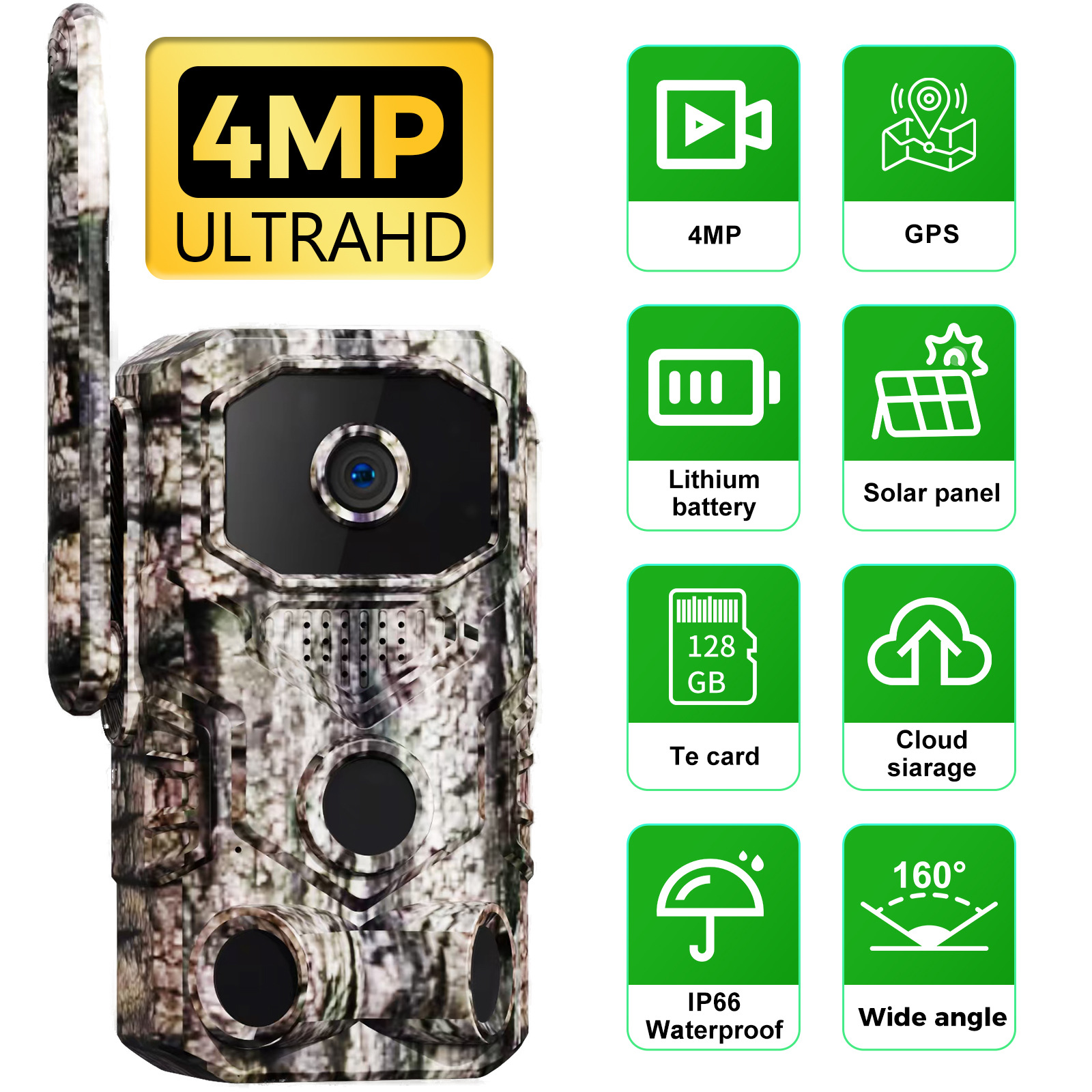 Cámara de Caza y Rastreo de Fauna WiFi de ABS Impermeable Infrarroja para Exteriores