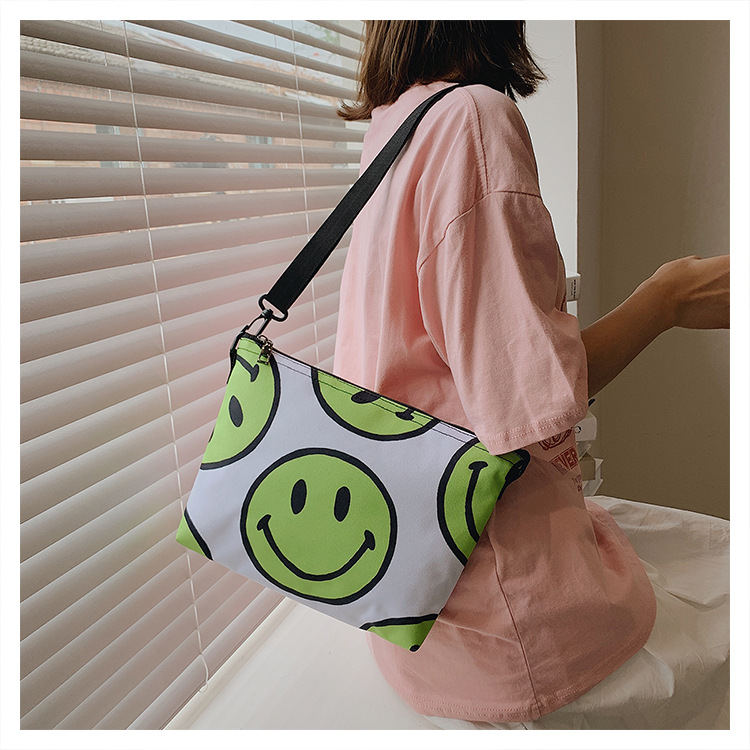 Wholesale Large Capacity Smiley Face Pattern Shoulder Canvas Bag Nihaojewelry display picture 7