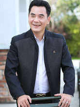 爸爸春秋季外套40中老年人薄款夹克衫秋装中年男装50岁爷爷上衣服