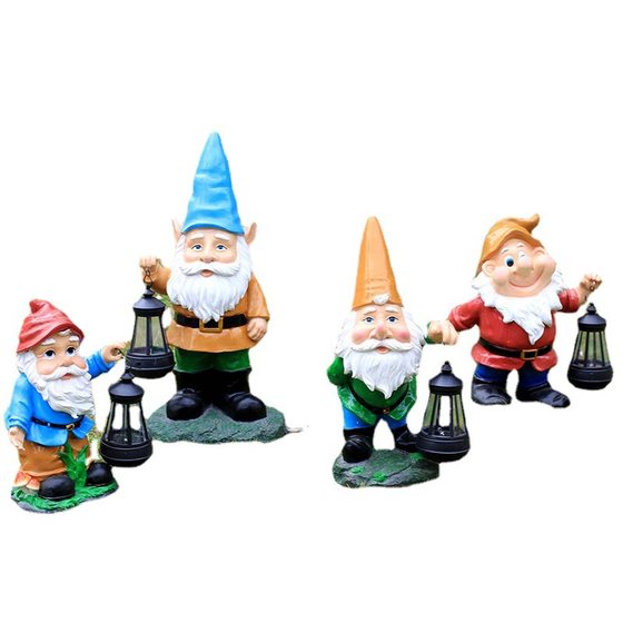 Outdoor Garden Sculpture Cartoon Dwarfs Solar Light Ornaments Courtyard Lawn Garden Landscape Sculpture