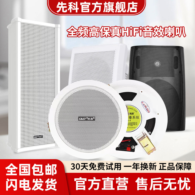 先科吸顶吊顶壁挂喇叭同轴吊球防水音柱天花无线音箱嵌入定压音响