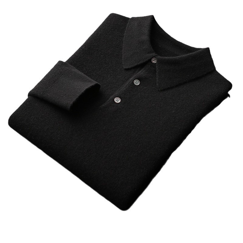 Caliente suave de los hombres de negocios POLO cuello suéter de lana Otoño e Invierno Nuevo suéter casual de Cachemira camisa de fondo