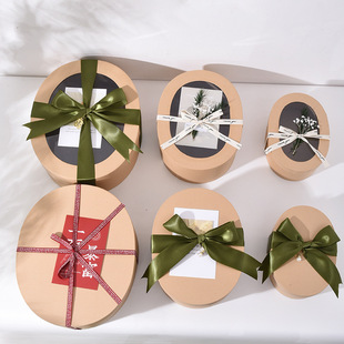 Teacher's Day Oval Kraft Paper Souvenir Gift Box Transparent Ins Style Biscuit Candy Box Baking Packaging Box