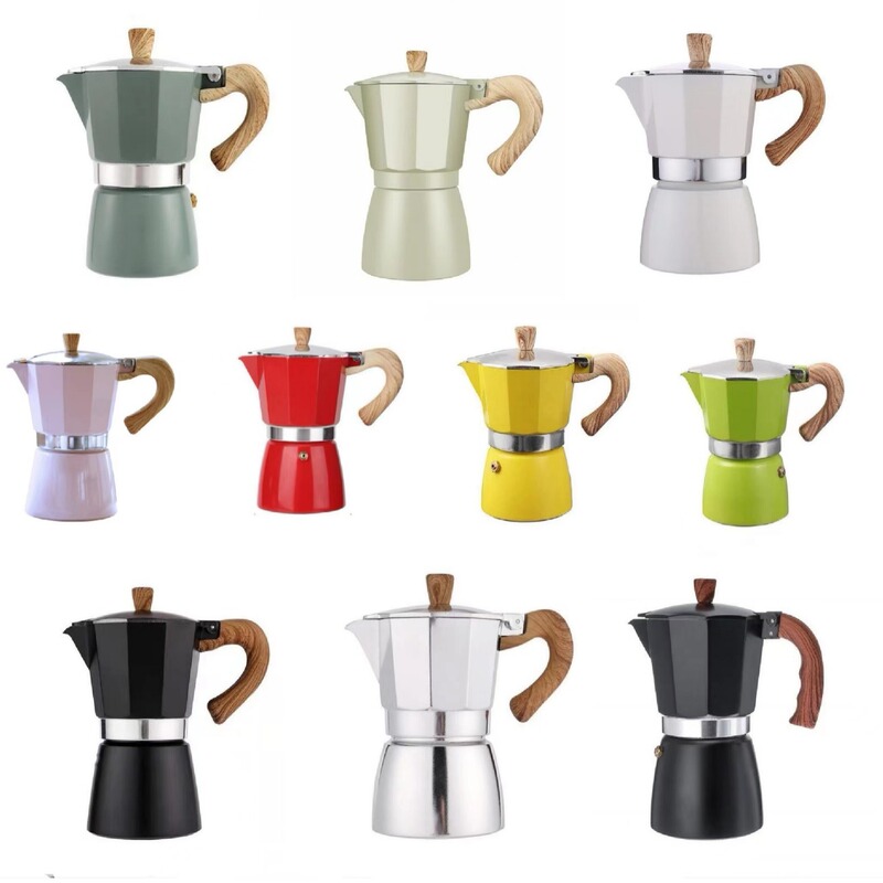 Cross-Border In-Stock Aluminum Moka Pot European-Style Coffee Pot 3/6 Cup Capacity, Large Quantity Discount Available Cross-Border In-Stock Aluminum Moka Pot European-Style Coffee Pot 3/6 Cup Capacity, Large Quantity Discount Available