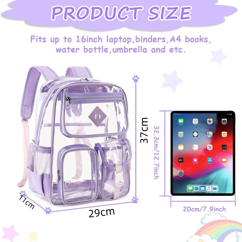 Nuevo spot transfronterizo Amazon venta caliente mochila transparente mochila de pvc mochila deportiva al aire libre mochila visual