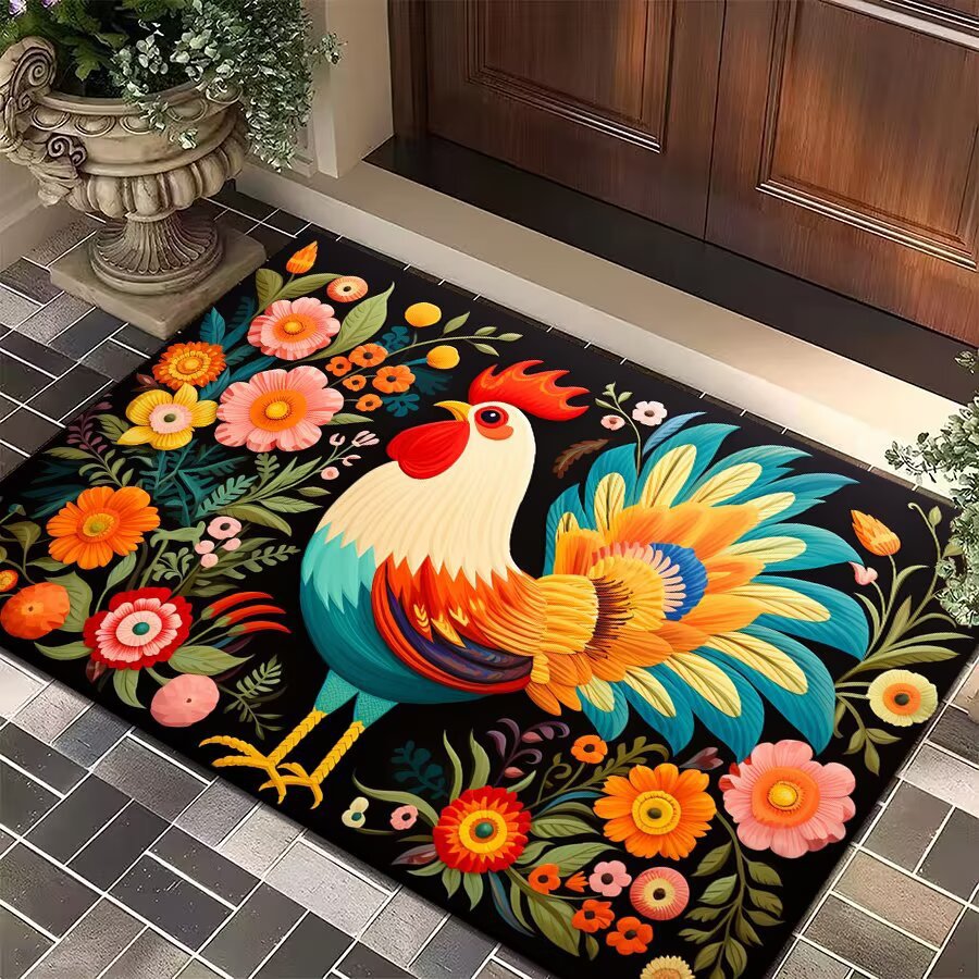 Mud de diatomeas Amazon emitió una alfombra de piso de gallo grande estadounidense transfronteriza, alfombrilla de entrada para puerta, alfombrilla de cocina resistente a las manchas