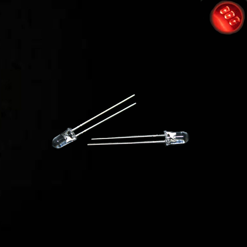 5MM/F5 白发红 发光二极管LED灯 透明圆头红光 超高亮 长脚/短脚