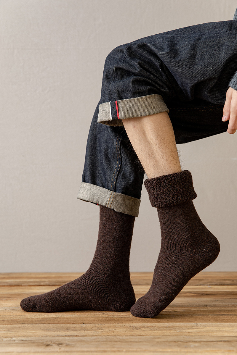 Neue lange Wintersocken für Herren und Damen, hohe Wadensocken aus Wolle in großer Größe sowie dicke warme Frotteesocken aus Samt für Herren und Damen_voghion.com