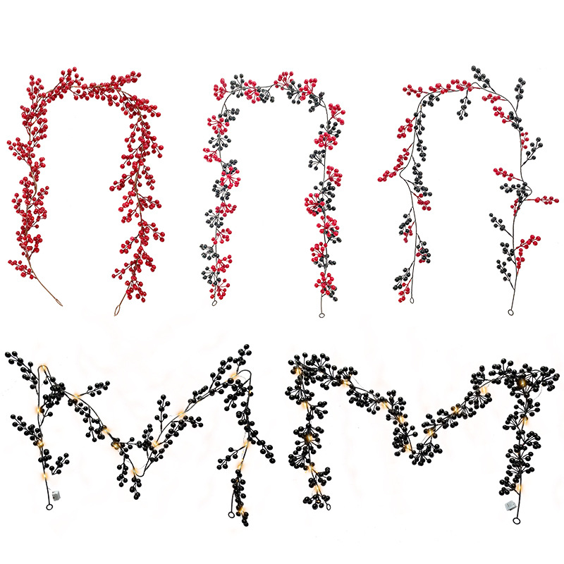Navidad artificial fruta roja baya de ratán transfronteriza atmósfera de Navidad diseño decoración del hogar simulación Navidad Ratán