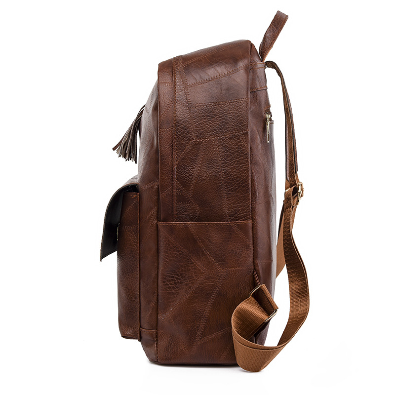 Comercio exterior al por mayor 2023 nueva mochila de PU para mujer retro simple y versátil color sólido de gran capacidad mochila para exteriores marea