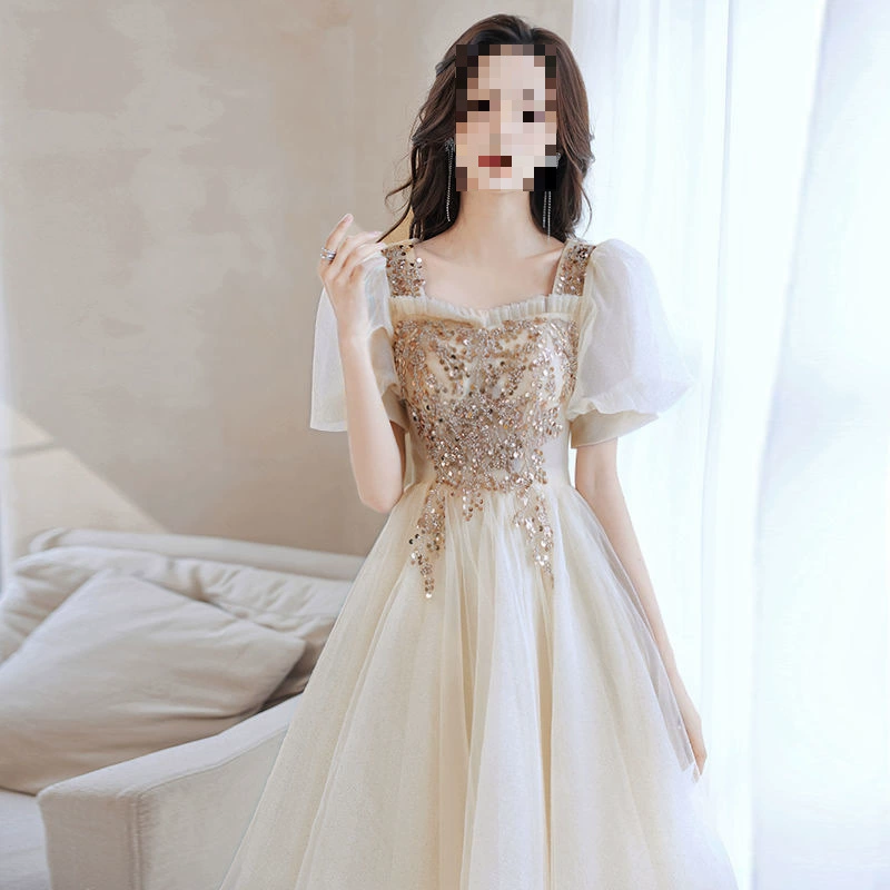 Вечернее платье цвета шампань Z3J, нишевая доступная роскошь, новинка 2025 года, выпускной банкет для студентов, платье подружки невесты, высококачественное, маленькое.