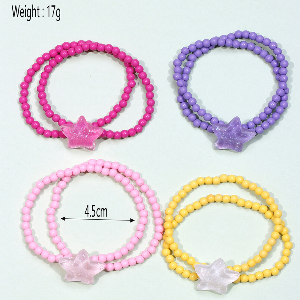 4 Pieces Cute Pentagram Arylic Beaded Kidu0027S Bracelets