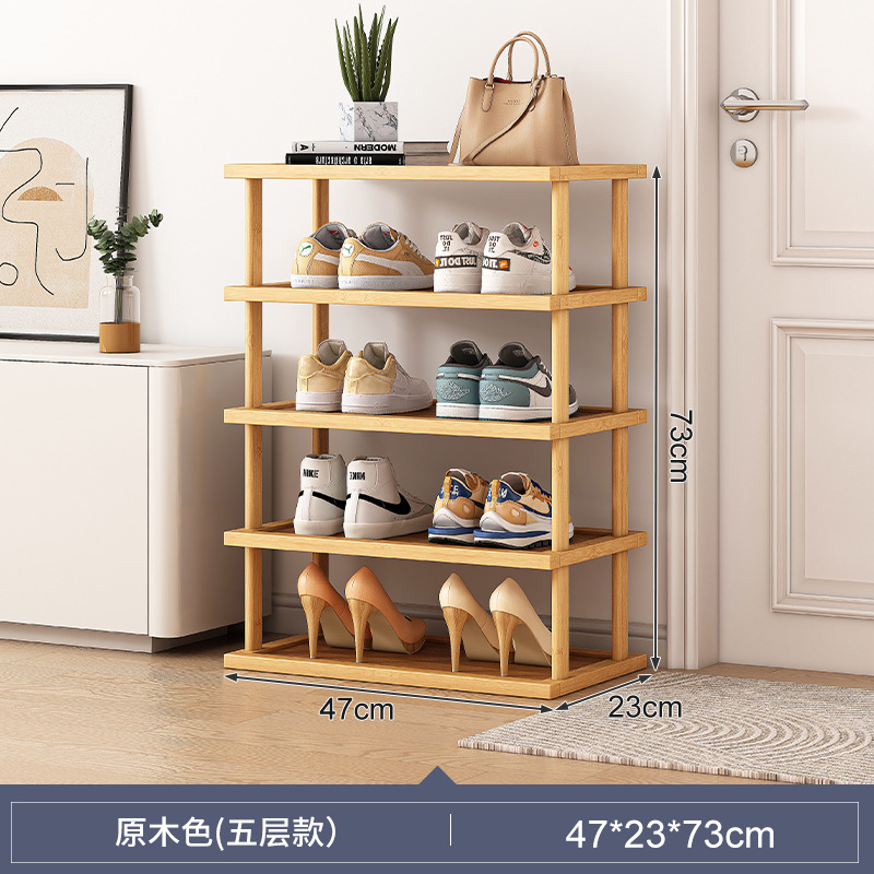 Estante de madera maciza Estante de almacenamiento multicapa Estante para bocadillos domésticos Estante simple Estante trasero de puerta de piso Estante en capas