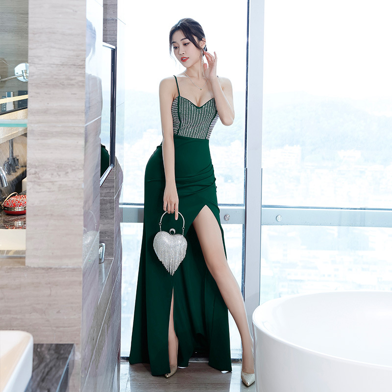 Niche sexy tube top mop dress slim fit slimming birthday banquet socialite toast dress elegant evening dress