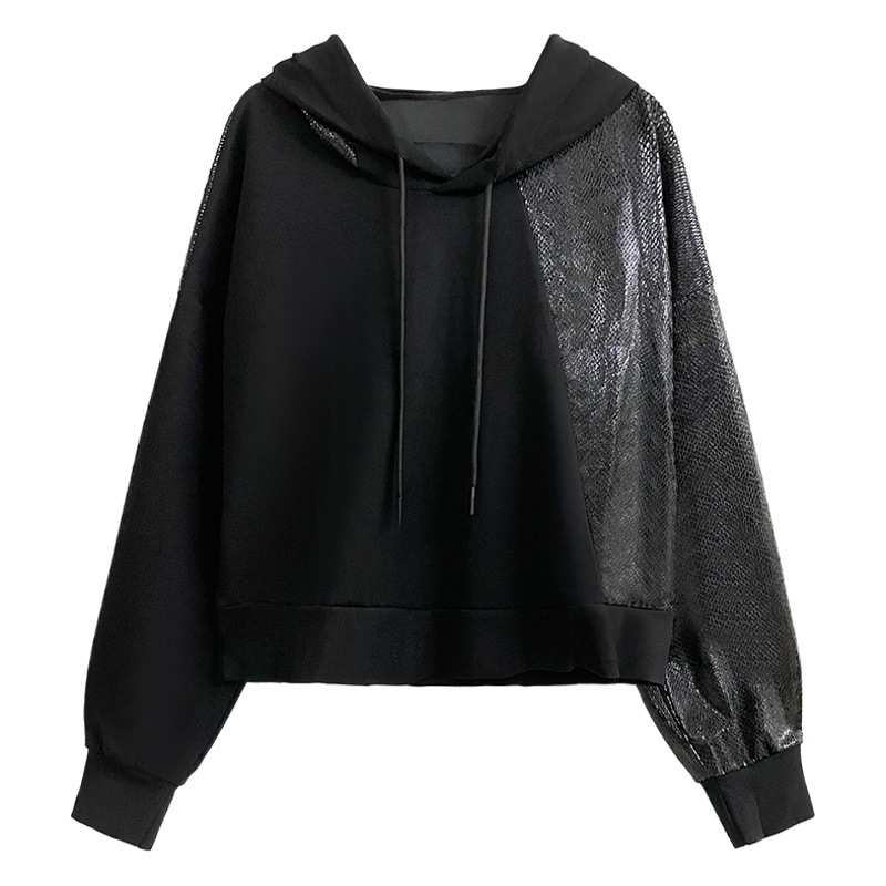Estilo coreano casual con capucha abrigo corto para las mujeres primavera y otoño nuevo diseño de adelgazamiento flojo sentido nicho manga larga estilo occidental superior