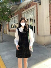法式小香风套装裙女两件套2025春秋新款高级感背带裙套装洋气减龄