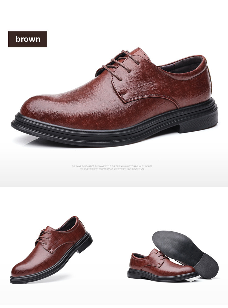 Leather Shoes Men's Business Dress Casual Trendy Shoes Spring British Groom Korean Cross-border Soft-soled Wedding Shoes Breathable_vogvips.com