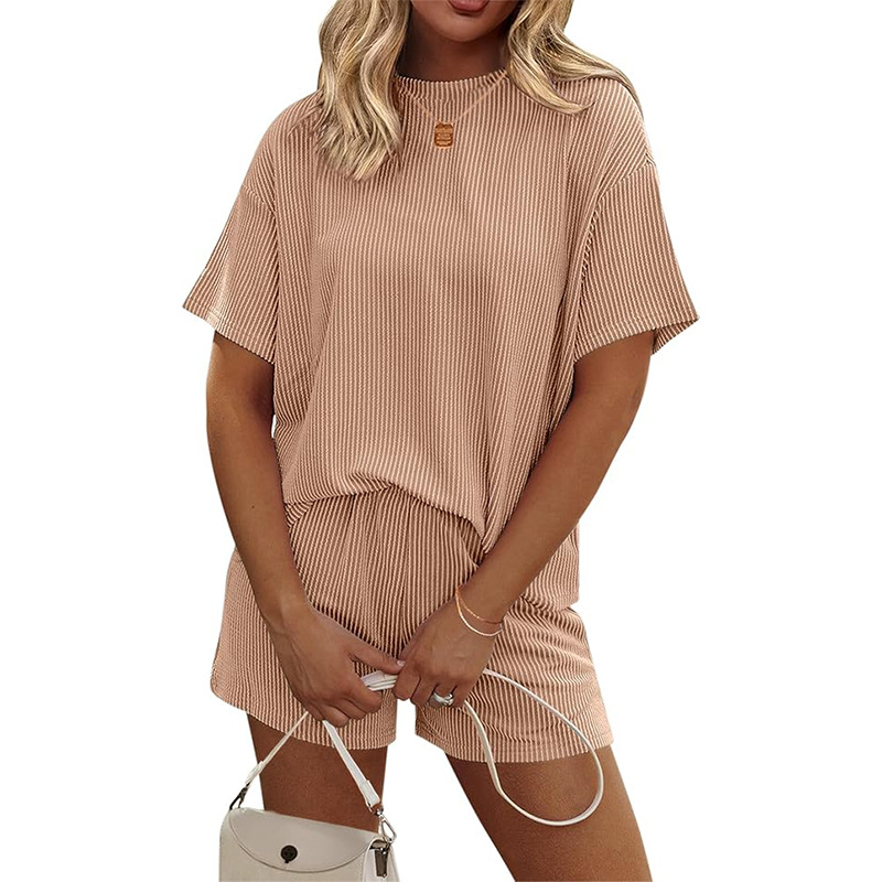 Women's Clothing Summer New Women's Short Sleeved Casual Suits Pajamas Tops Suits Home Clothes_voghion.com