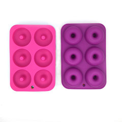 跨境新款6連硅膠甜甜圈模具批發家用圓形小蛋糕模具烘培工具