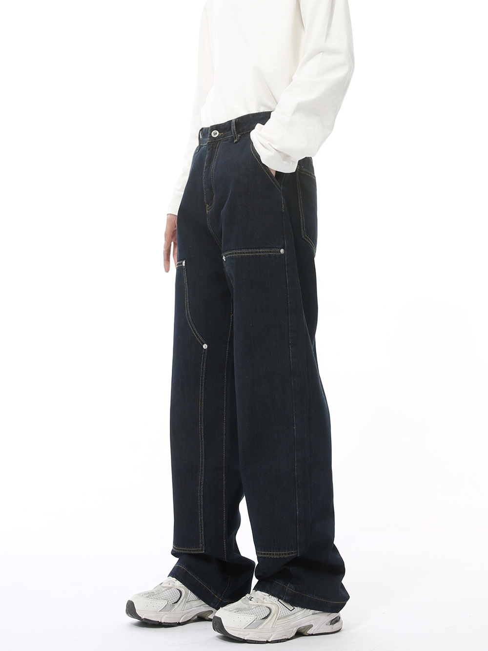 MTLCLOTHES Hombres| Nuevos productos de cuatro estaciones coreanos simplificados de descomposición de lavadoras jeans casuales sueltos