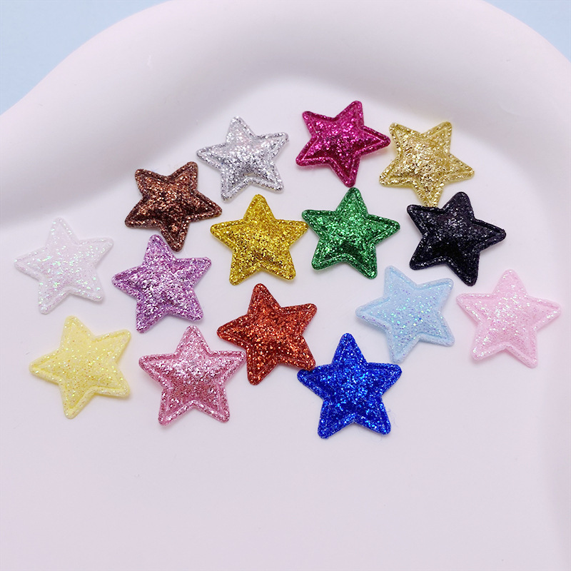 ultrasonic gold powder five-pointed star diy handmade hair accessories clothing fabric accessories star jewelry materials