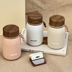木目蓋シンプルな魔法瓶カップ 304 ステンレス鋼ミニポケットカップ小容量ポータブル女子学生コンパクトウォーターカップ