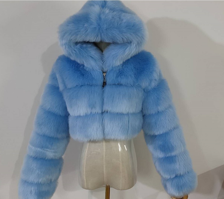 Women's Clothing fur coat fox fur splicing with hood short long sleeved women's clothing spot_voghion.com