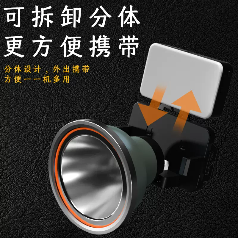 爆亮镭射激光灯挥手感应头灯可拆卸野营灯可放支架泛光灯手电筒