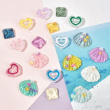 奶油胶树脂配件diy手工仿真珍珠扇贝透明爱心水纹水晶方块配件