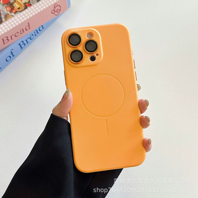 iPhone17 ソフトカラー液体シリコーン磁気吸引モデル、レンズフィルム付き、Apple 16 携帯電話ケース AI 写真ボタンに適しています|undefined