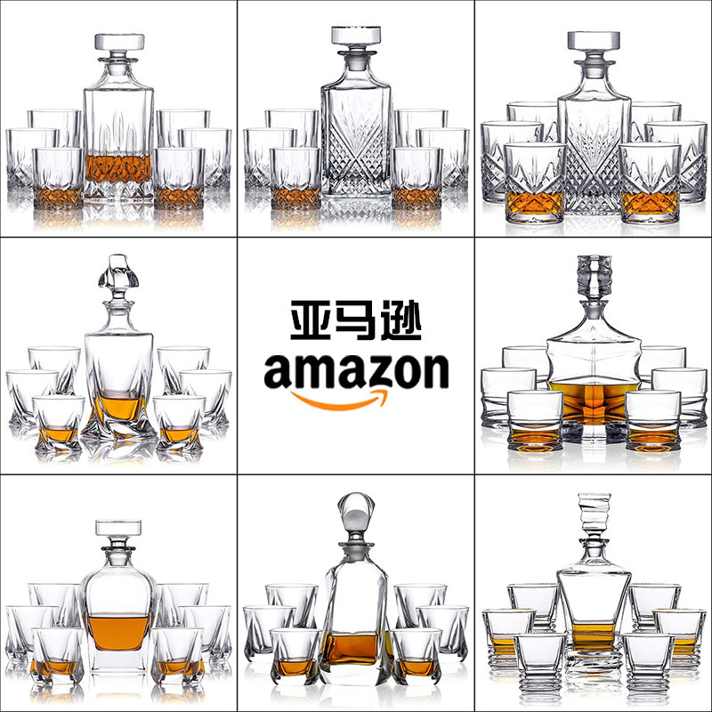 Comercio exterior transfronterizo suministro de alta calidad de vidrio de cristal checo whisky taza de vino casero decanter set de vino